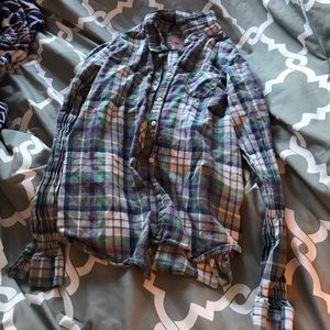Long sleeve girls flannel button down